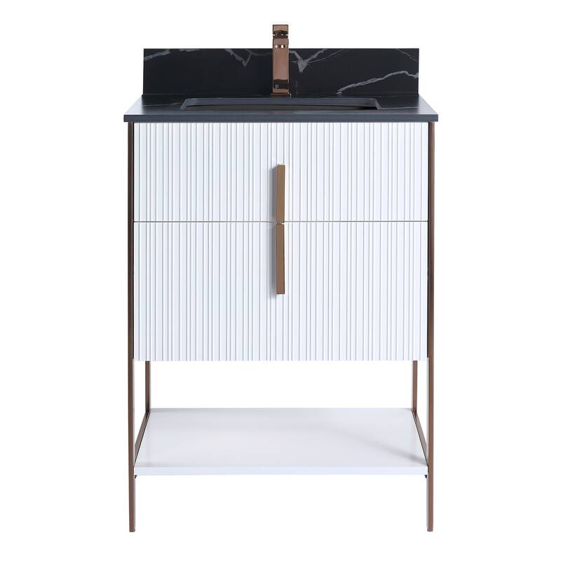 Fine Fixtures Serenity Modern Bathroom Vanity with Black Sintered Stone Top