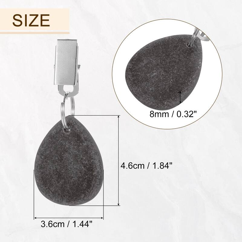 8PCS Marble Water-Drop Shape Tablecloth Weights with Metal Clip - Black