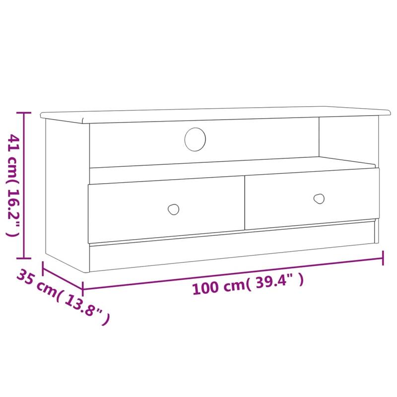 vidaXL TV Stand with Drawers ALTA 39.4"x13.8"x16.1" Solid Wood Pine - 39.4" x 13.8" x 16.1"