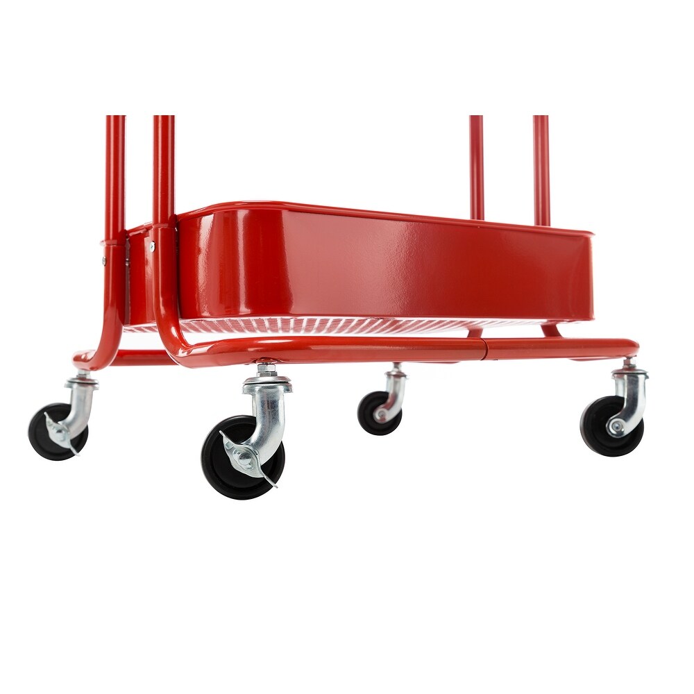 Mesh Basket Shelf Multi-Purpose for Kitchen and Bathroom 4-Tier Rolling Cart Amzdeal Storage Trolley Black Trolley Organizer Cart & Casters Utility Cart on Wheels 