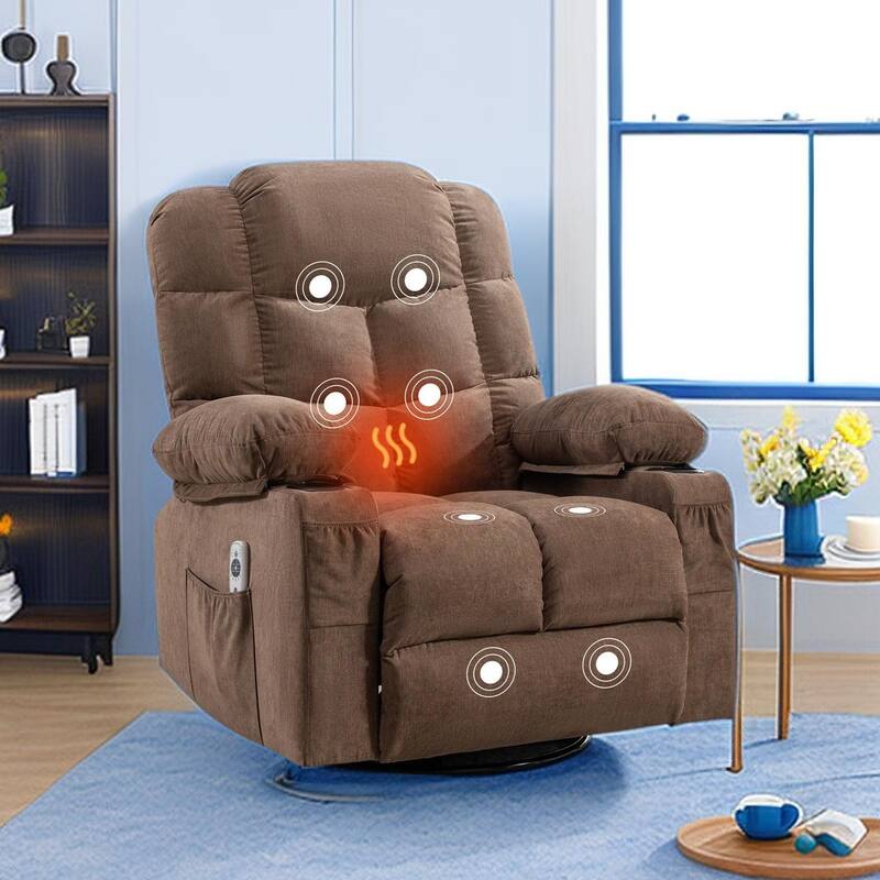 Heat Massage Recliners Chair with Rocking Reclining Sofa Loveseat Electric USB Charge Port