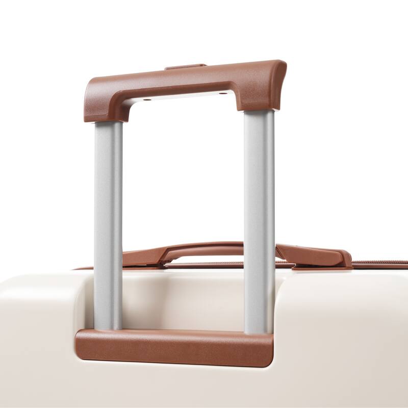 5-Piece Modern Hard-Shell Luggage Expandable Luggage with Spinner Wheels and TSA Lock, for Boarding Travel, Brown+White