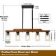 preview thumbnail 25 of 67, Farmhouse Linear Chandelier Rustic Wood Kitchen Island Lighting Dining Room Pendant Light Fixture with Seeded Glass Shade