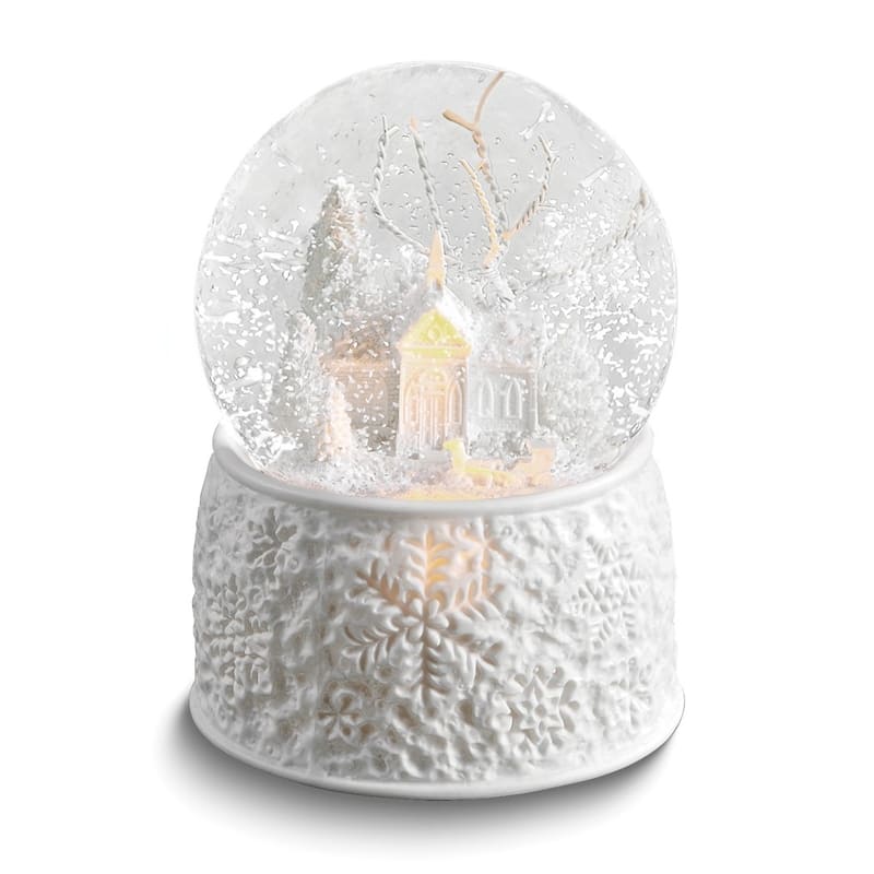 Led Glitterdome Musical (Plays First Noel) Church with Sleigh Water Globe