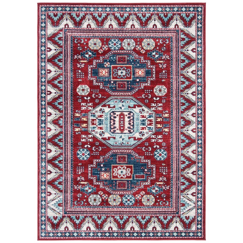 SAFAVIEH Kazak Pamala Traditional Oriental Rug - 5'3" x 7'6" - Red/Blue