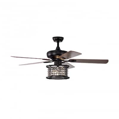 52 Inch 3-Speed Crystal Ceiling Fan Light with Remote Control - 52" D x 21.5" H