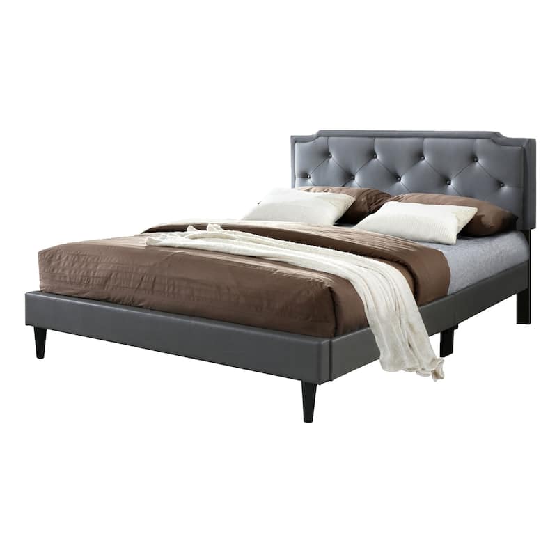 Deb Transitional Tufted Upholstered Panel Bed - Dark Grey - Queen