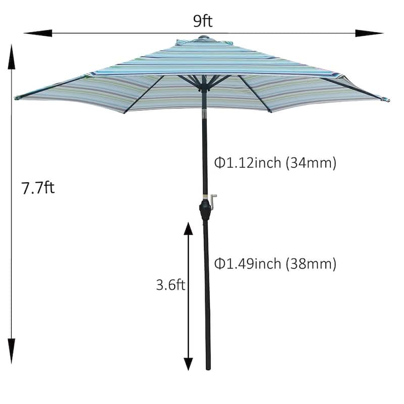 Amada 9-foot Steel Patio Umbrella with Tilt and Crank