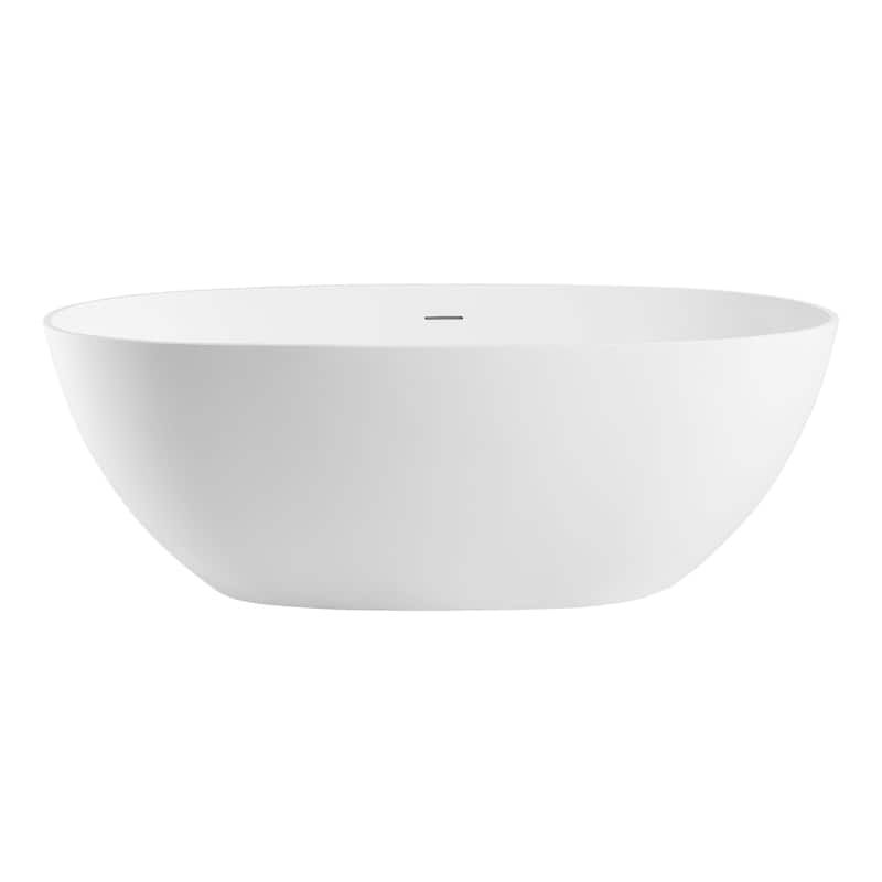 ALFI brand 59" White Oval Solid Surface Resin Soaking Bathtub