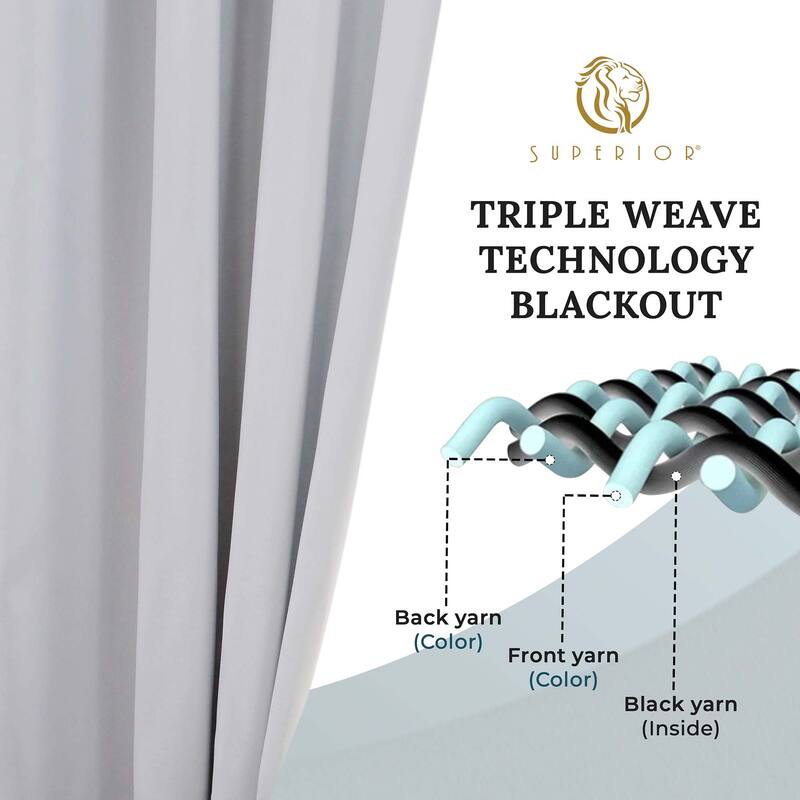 Superior Solid Machine Washable Room Darkening Grommet Blackout Curtains, Set of 2