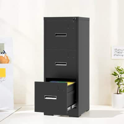 3-Drawer Vertical File Cabinet with Lock & Card Slot