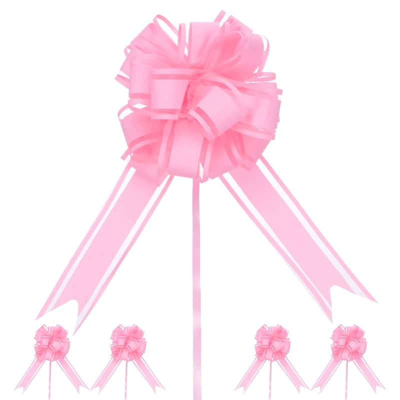 10pcs Large Pull Bow 8 Inch Flower Bows for Wedding Baskets - 8 Inch - Pink