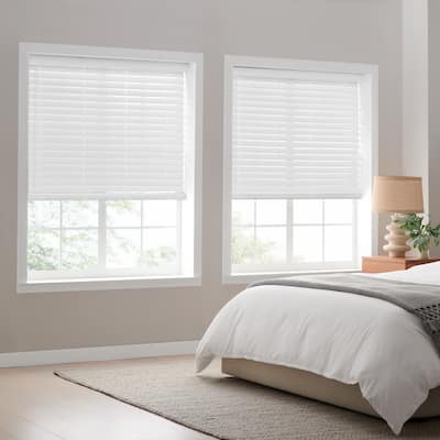 Eclipse Cordless Room Darkening Venetian Faux Wood Blinds with 2 in. Slats in White