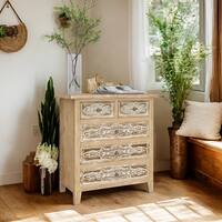 Retro Style Hand-Carved Dresser with 5-Drawers, Antique Brown - On Sale ...