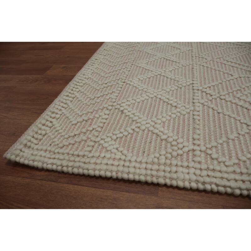 Hand Knotted Oriental 100% Wool Carpet Modern Geometric Beige & Ivories Modern Gotti Design Area Rug - 7' 7'' X 4' 10''