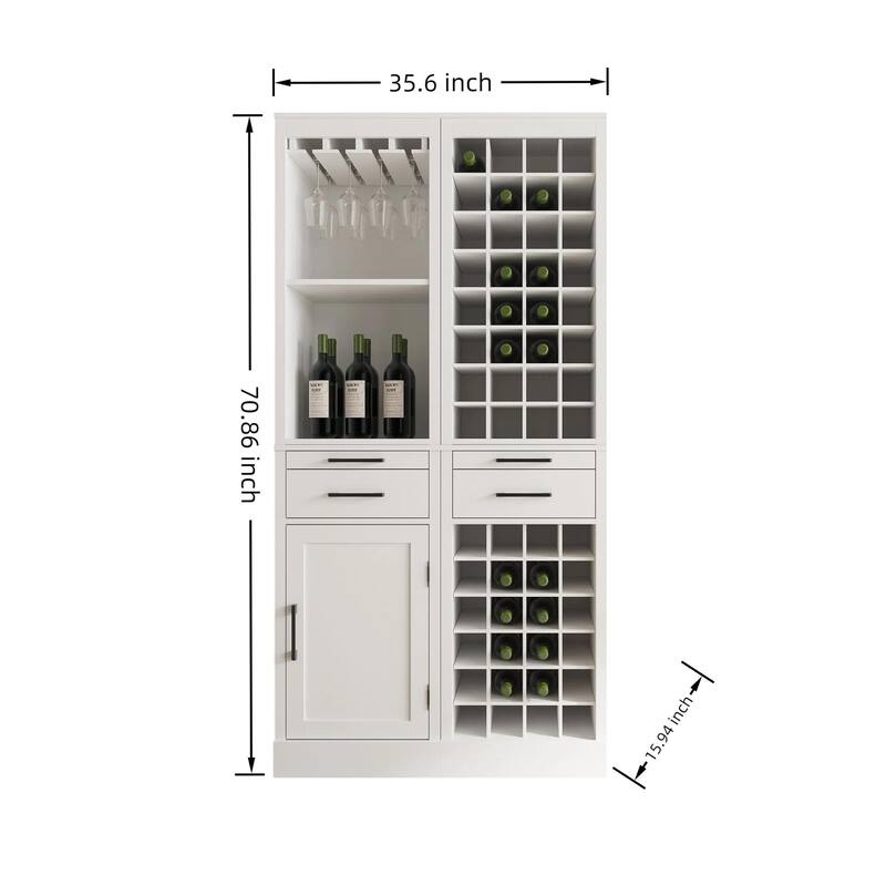 Modular Combination Wine Bar Cabinet Set ,Multi-Storage Cabinet with Open Shelves and Wine Glasses Rack