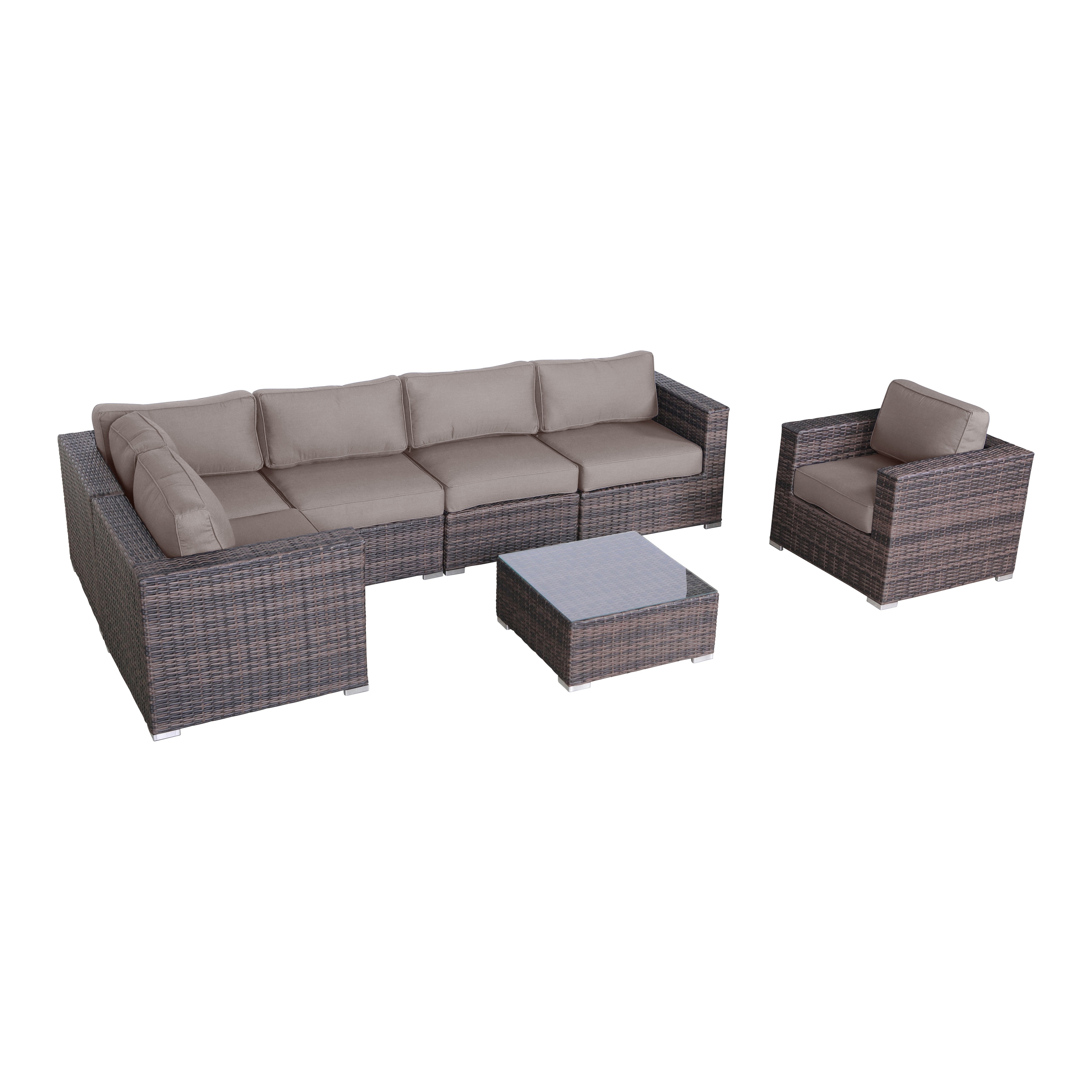 LSI 7 Piece Rattan Sunbrella Sectional Seating Group with - Picture 28 of 42