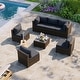 preview thumbnail 24 of 179, AOXUN Fire Pit Conversation Set Rattan Sofa Set Outdoor Furniture With Cushions Brown-Dark Grey - 7-Piece