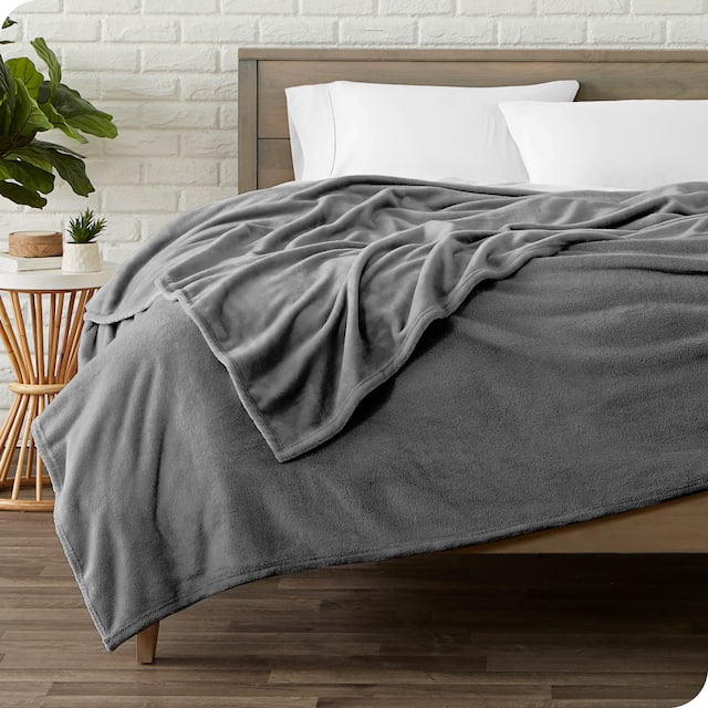 Bare Home Microplush Fleece Blanket - Ultra-Soft - Cozy Fuzzy Warm - Full - Queen - Grey