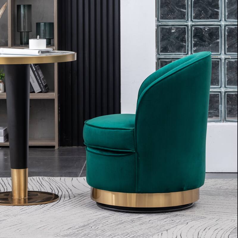 Roundhill Furniture Wania Contemporary Velvet Swivel Chair, Blue