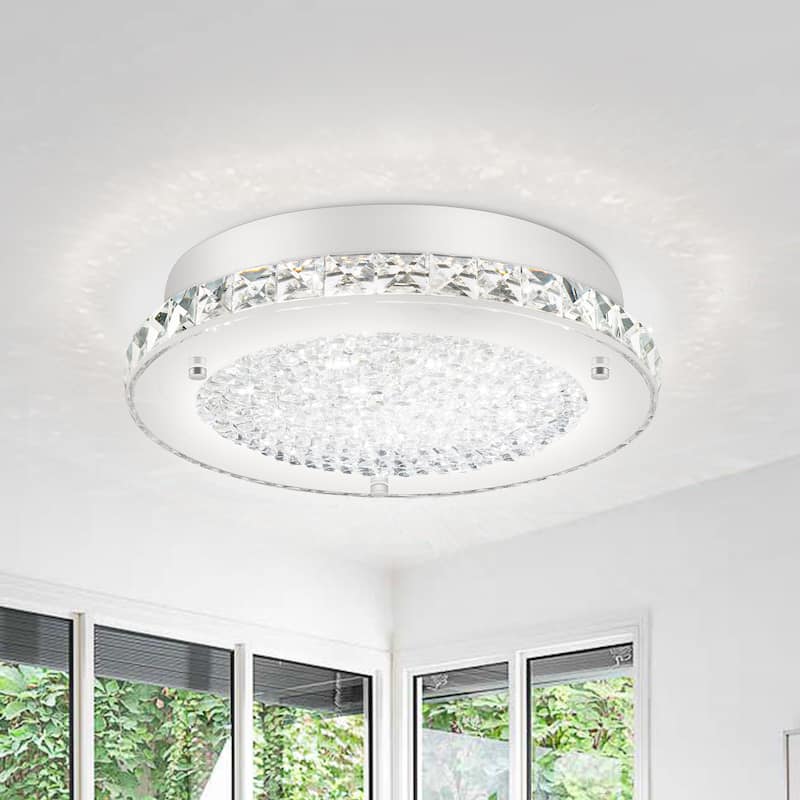 Crystal Ceiling Light LED Flush Mount Ceiling Light Dimmable Flush Mount Crystal Chandelier