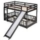 preview thumbnail 23 of 47, Twin Over Twin Bunk Bed with Low Slide and Built-in Ladder, White