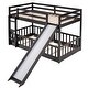 preview thumbnail 25 of 25, Twin over Twin Wood Bunk Bed with Convertible Ladder and Slide