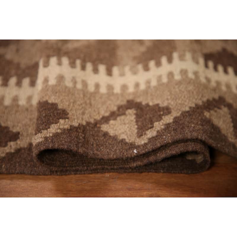Reversible Kilim Area Rug Flat-weave Geometric Wool Carpet - 3'4" x 5'2"