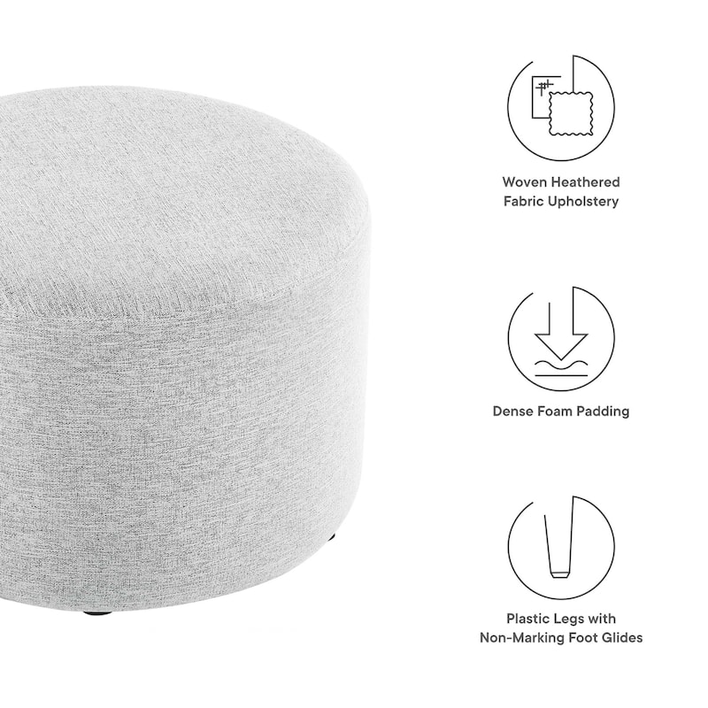 Callum 16"/23"/29"/38" Round Woven Heathered Fabric Upholstered Ottoman