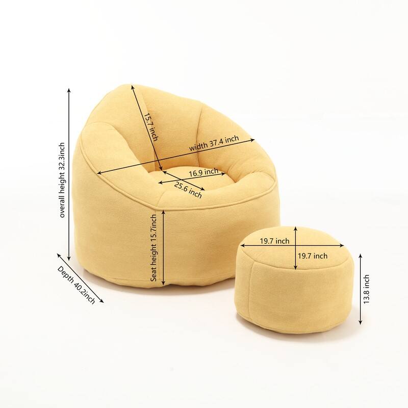 Compressed Foam Bean Bag Chair with Footrest - Plush Lounger for Modern Living Spaces
