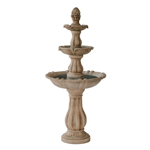 XBrand 51"H Fiber Resin Beige 3-Tier Freestanding Waterfall Fountain