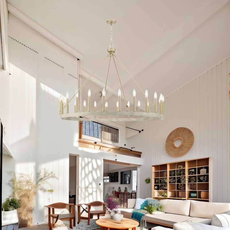 Acroma 24-light 47In Modern Farmhouse Large Wagon Wheel Chandelier