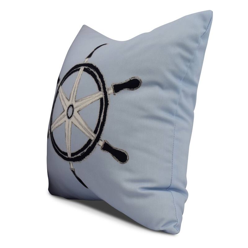 16 x 16 Inch Ship Wheel Geometric Print Outdoor Pillow