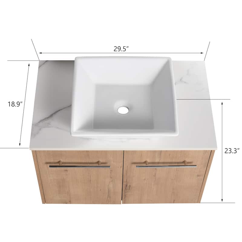 Bathroom Vanity With Sink In 24/30 Inch, Floating Bathroom Vanity With Soft Close Door