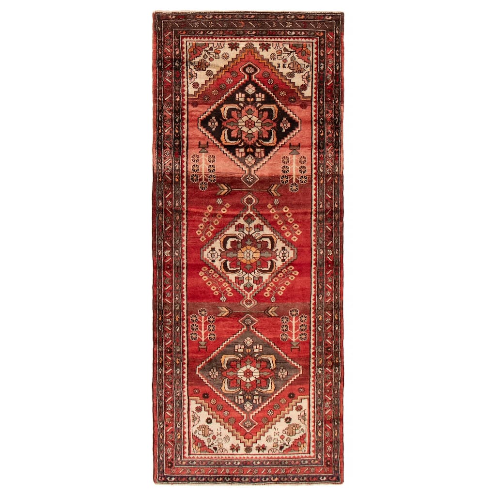 ECARPETGALLERY Hand-knotted Andelz Red Wool Rug - 3'10 x 9'7