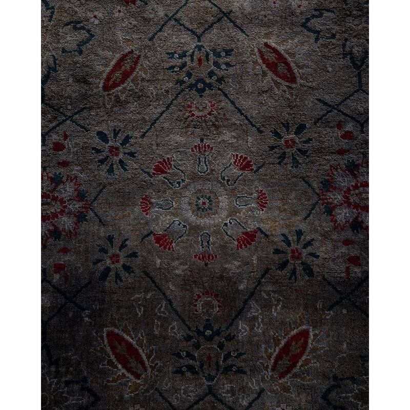 Overton Hand Knotted Wool Vintage Inspired Modern Contemporary Overdyed Gray Area Rug - 4' 1" x 6' 1"