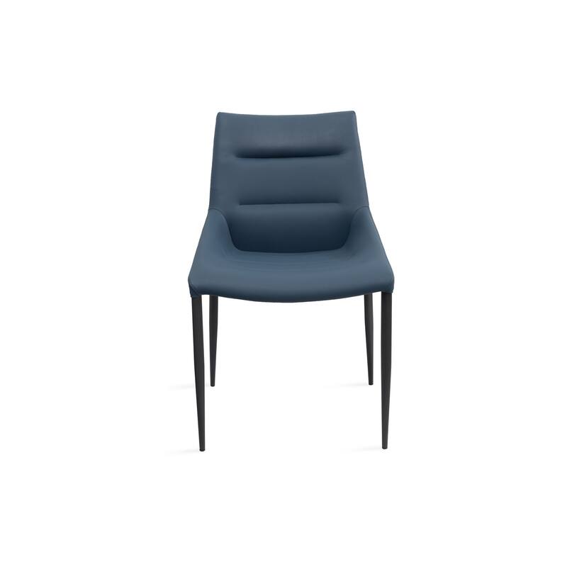 HomeRoots Set of Two Navy Blue and Black Faux Leather and Metal Dining Side Chairs - 20.00 in. x 32.00 in. x 24.00 in.