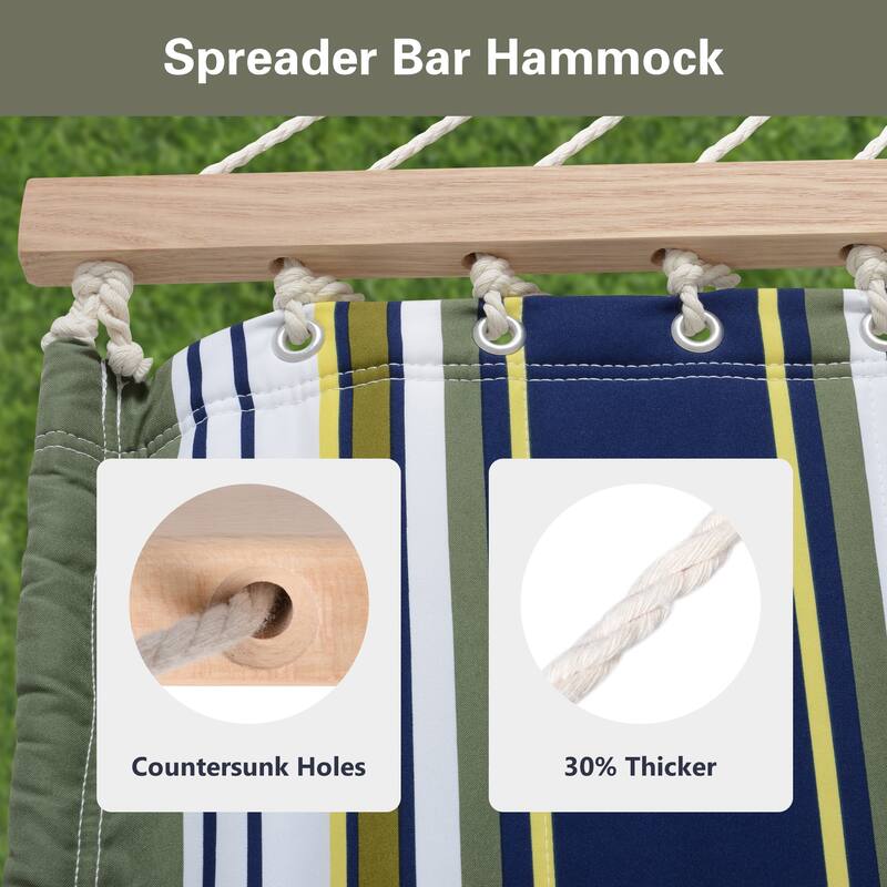Outdoor Portable Double Hammock with Stand&Pillow Max 475 lbs Capacity