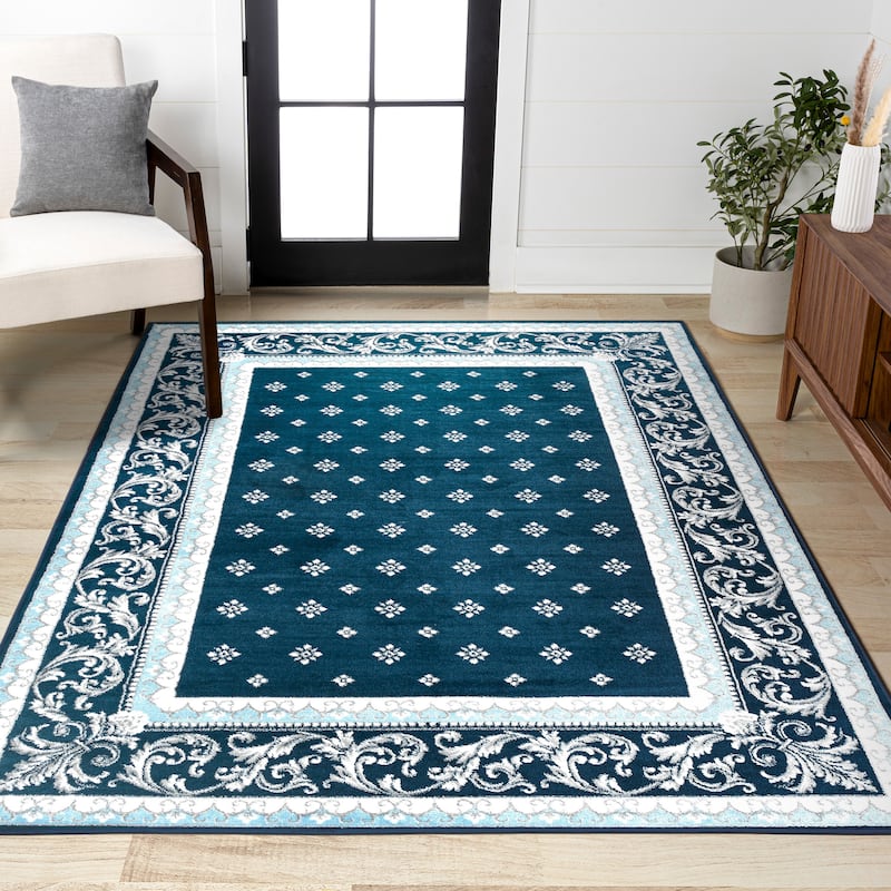 JONATHAN Y Marrakesh French Border Area Rug - 2 X 8 - Navy/Blue