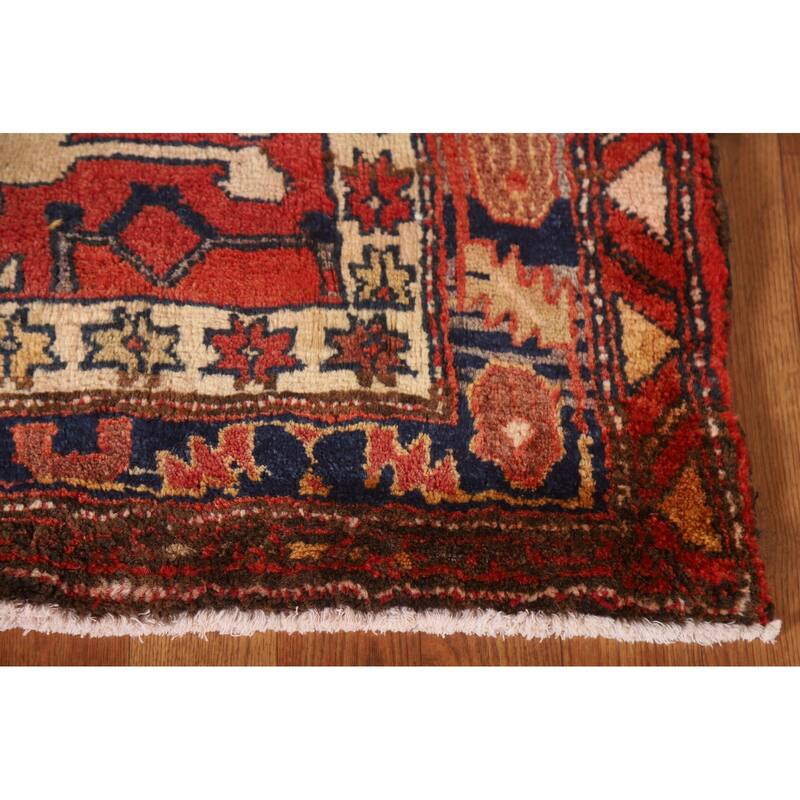 Handmade Vegetable Dye Ardebil Persian Vintage Runner Rug - 3'5"x 10'4"