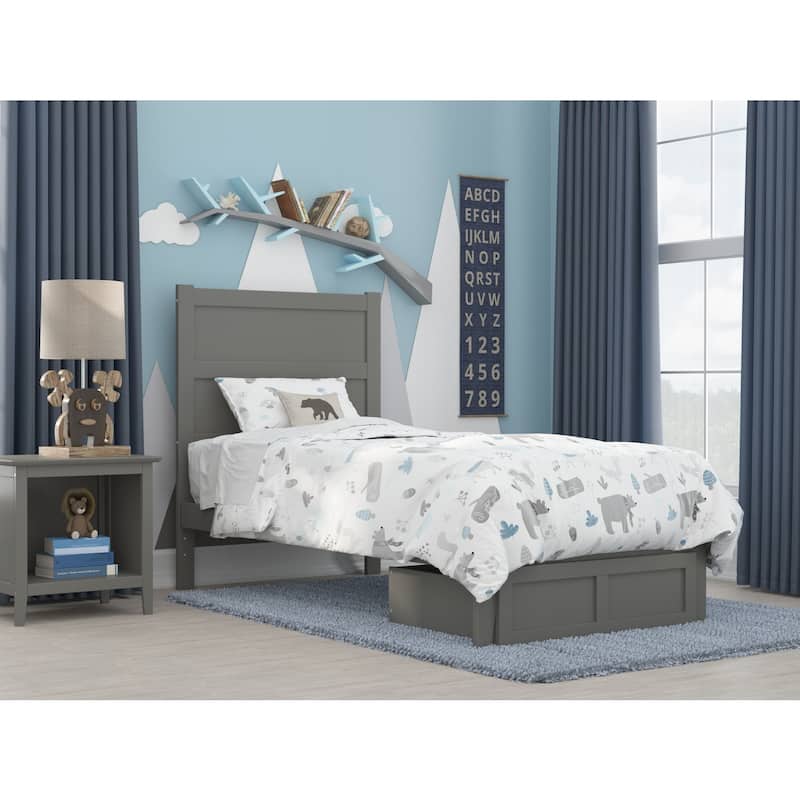 Twin Bed with Storage Drawer - Classic Grey Bedroom Furniture