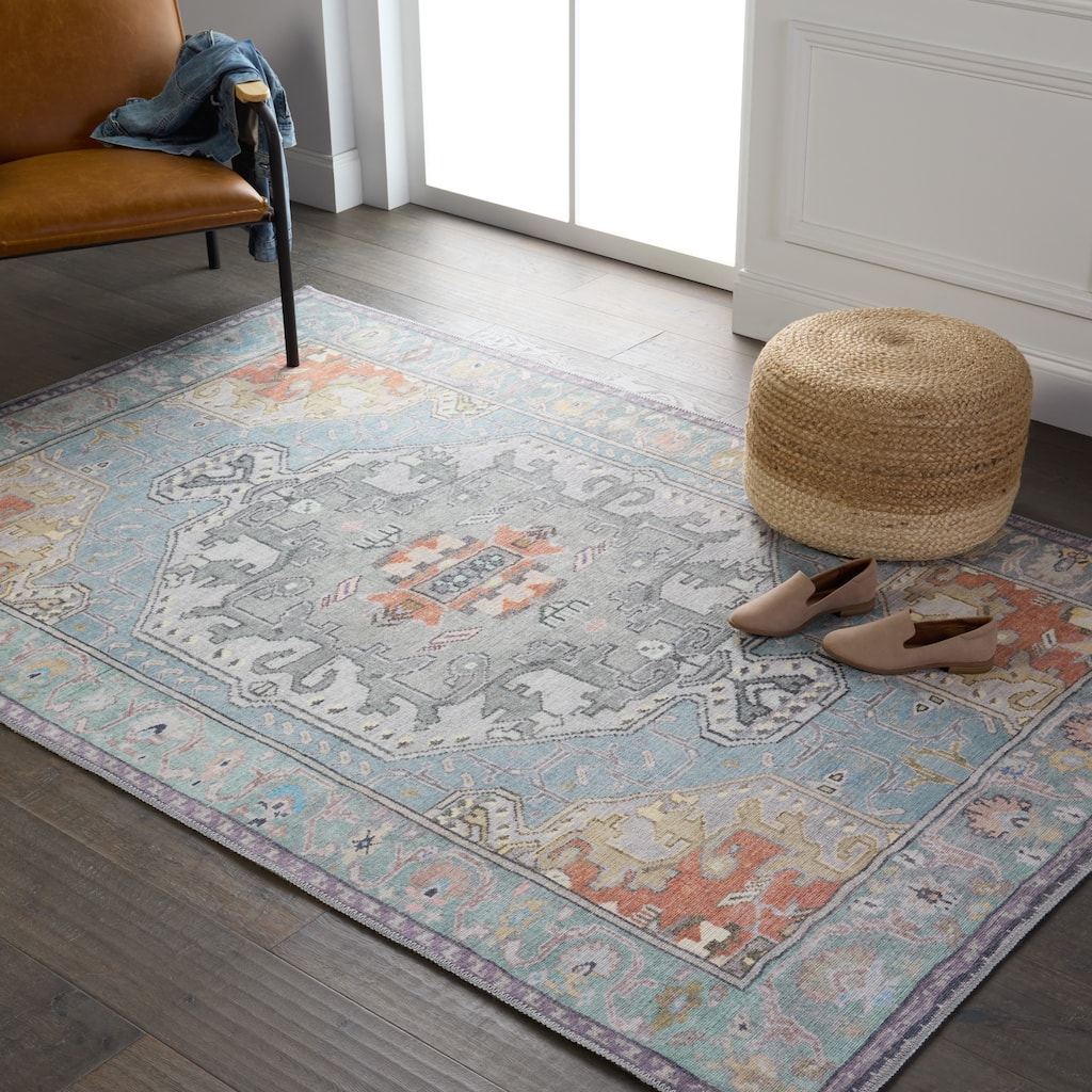 Zenora Machine Washable Medallion Area Rug