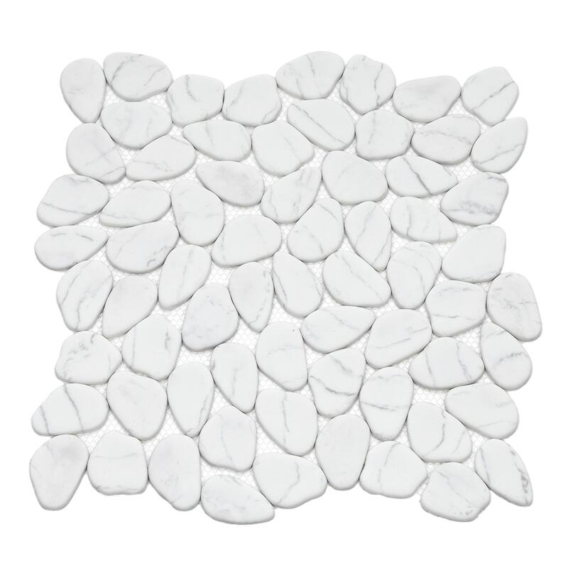 The Tile Life Recycled Cenote Pebble 13x13 Blanco Glass Floor & Wall Tile