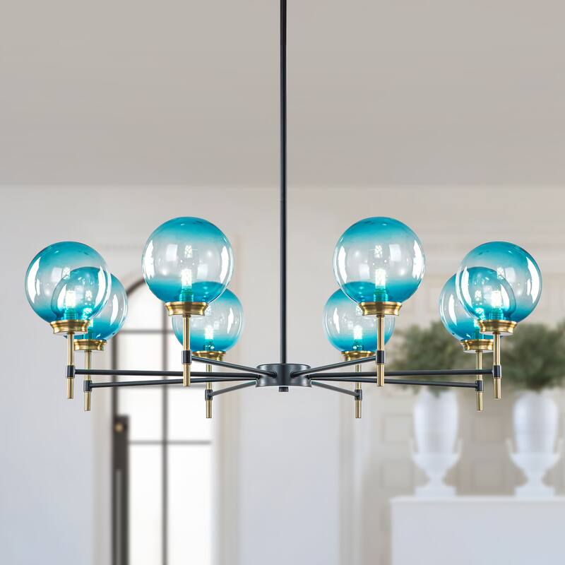 Starsky 8-Light Blue Bubble Novelty Candle-Inspired Chandelier - Black