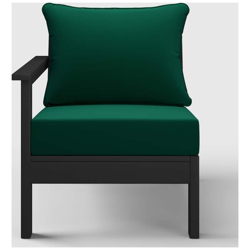 Birchwood All Weather HDPE Outdoor Patio Deep Seating Black Left Arm Facing Chair With Cushions (1-Piece)