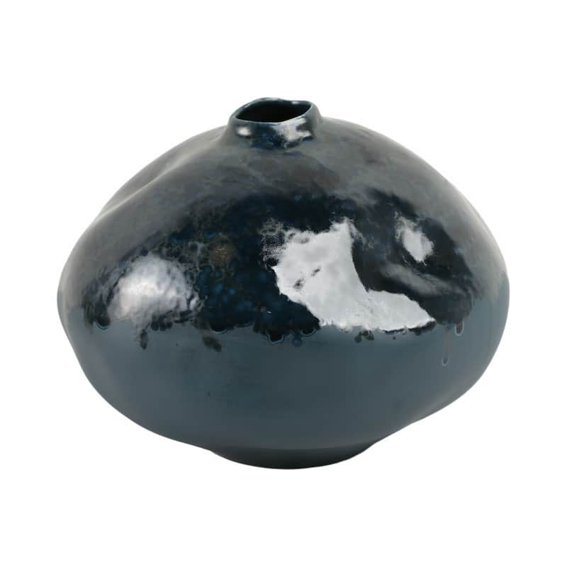 Decorative Vase - Blue Ceramic Finish Details