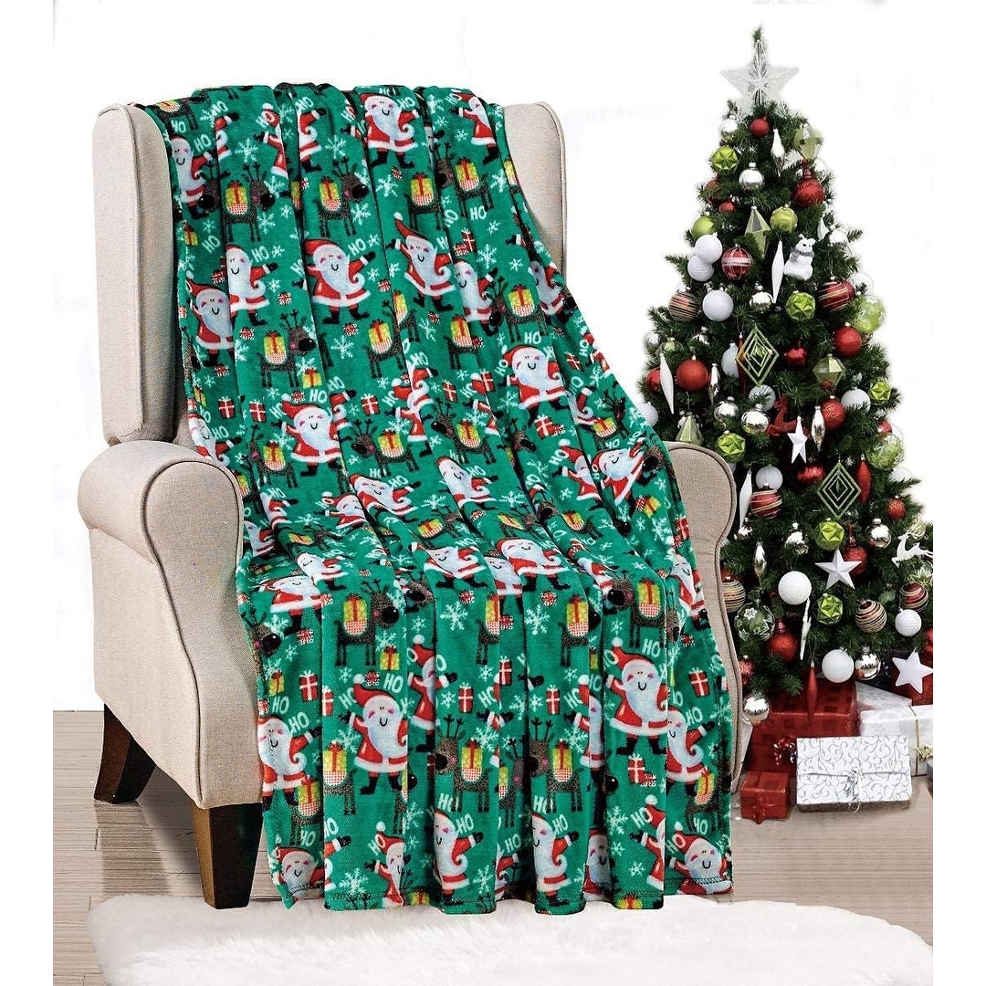 Ho Ho Ho Merry Christmas Collection Microplush Holiday Throw