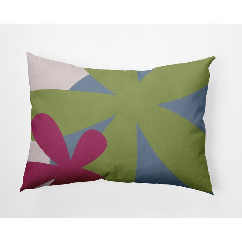 Bold Flowers Polyester Indoor Pillow - Apple Green - 14" x 20"