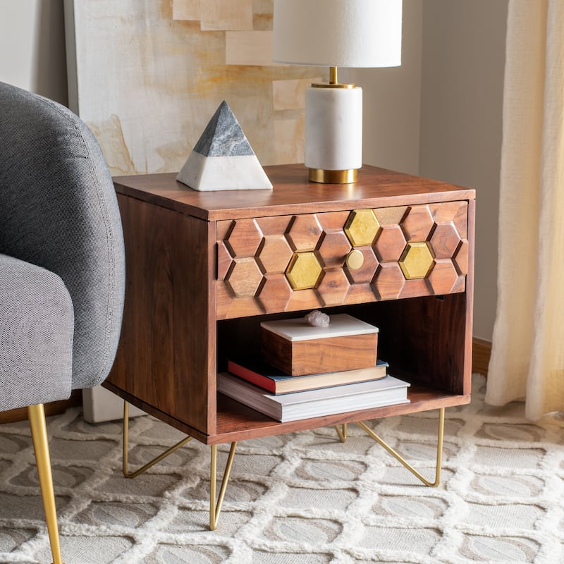 SAFAVIEH Alia 1-Drawer 1-Shelf Nightstand Table
