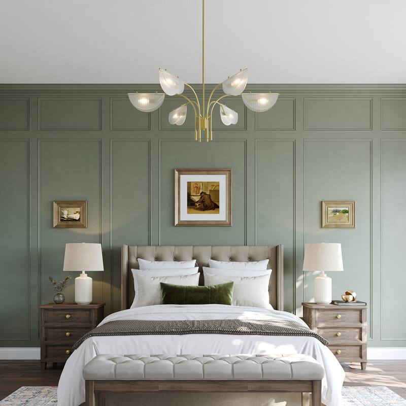 Acroma 6-Light Black Steel & Glass Dimmable Linear Chandelier